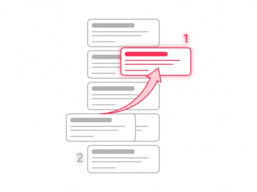 A search-results listing climbing from page two up to the number one position, illustrating a WordPress site built to be found.